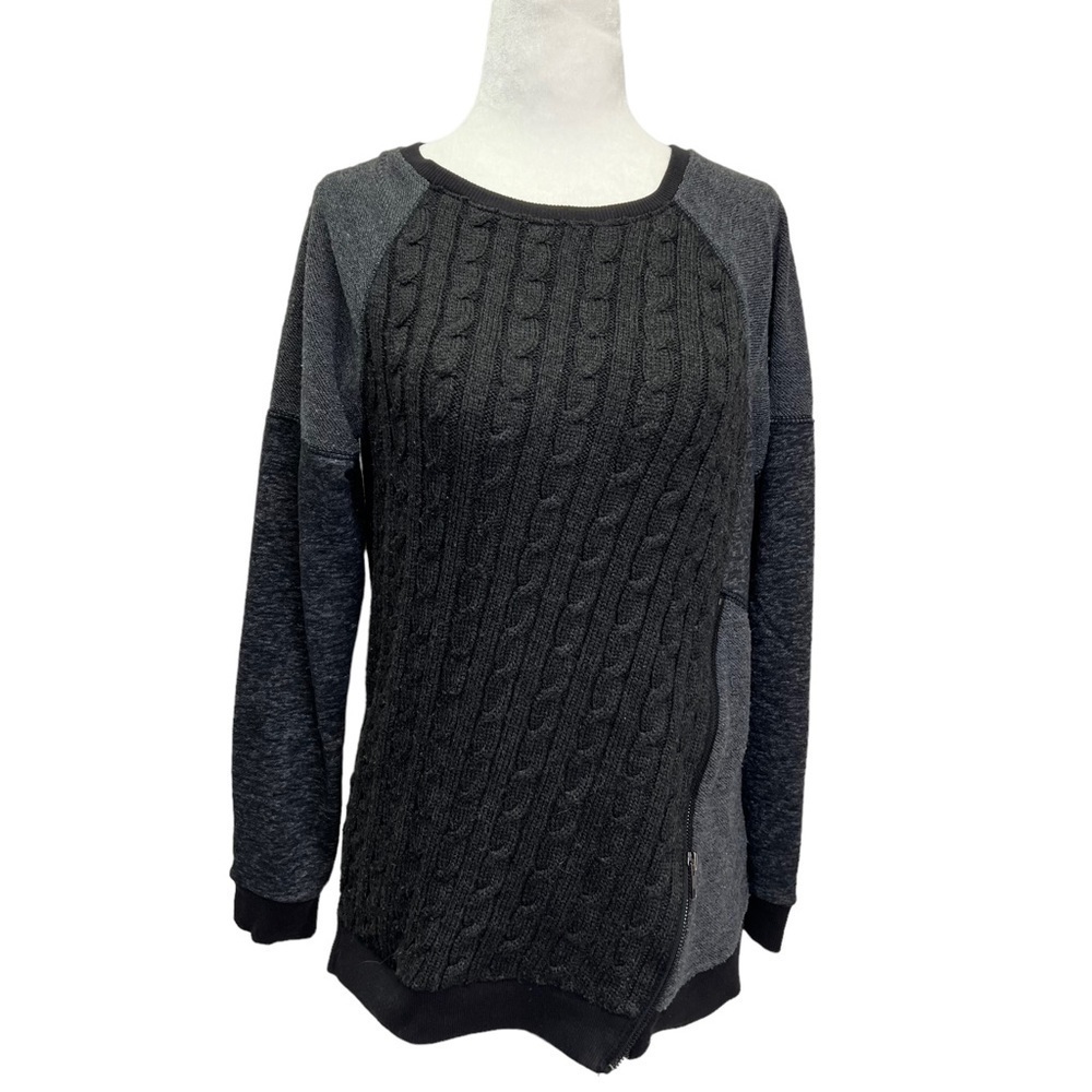 Sanctuary Grey/Black Crew Neck Long Sleeve Sweater Size XS
